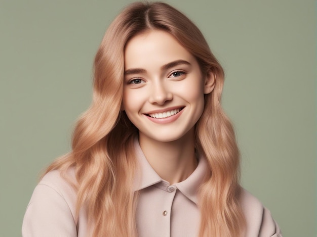 Une fille a une belle coiffure portant des vêtements à la mode de haute qualité photographie de mode