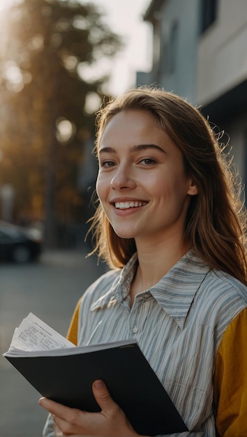 Photo une fille avec une bible à la main