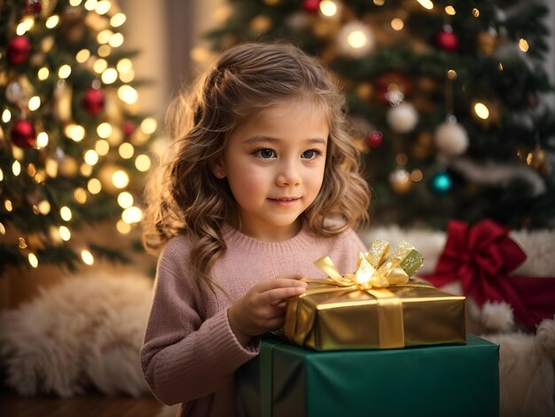 La fille avec le cadeau de Noël