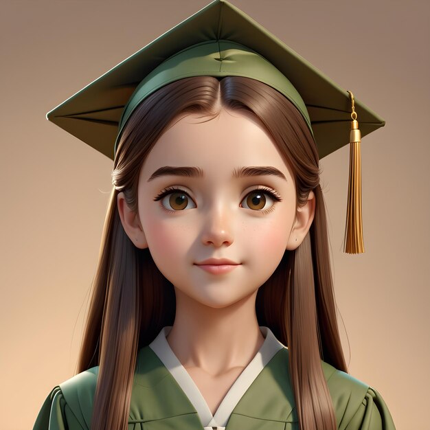 Photo une fille avec une casquette de graduation et une robe verte.