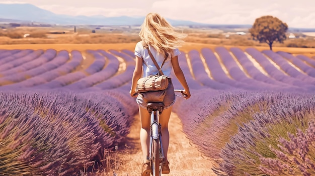 Fille sur le champ de lavande