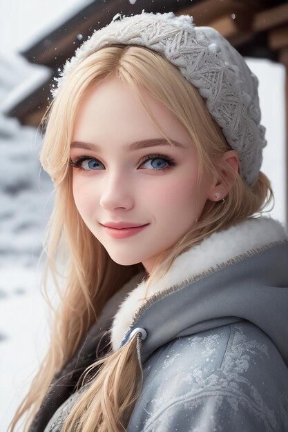 Photo une fille avec un chapeau avec le mot hiver dessus