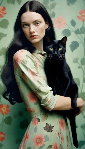 La fille avec le chat noir
