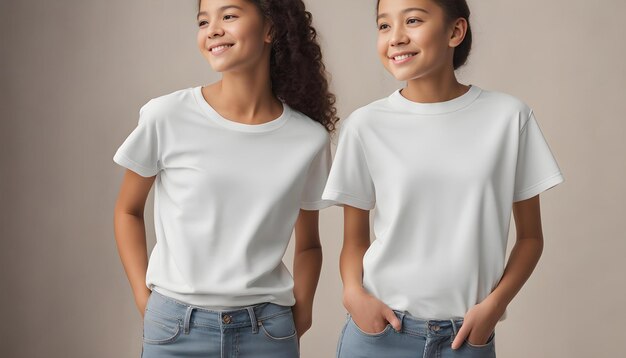 une fille avec une chemise blanche qui dit " heureux "