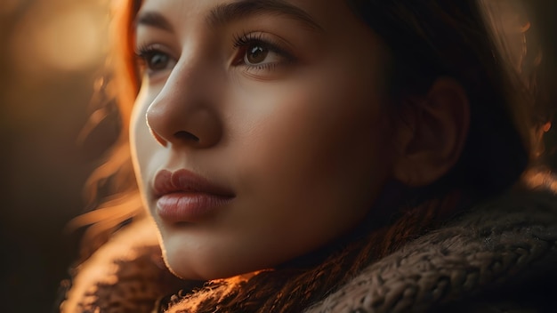 une fille avec un collier de fourrure et un collier en fourrure