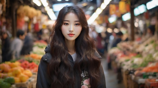 Une fille coréenne au marché