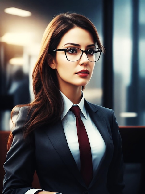 Une fille en costume d'entreprise et au bureau ressemble à une enseignante.