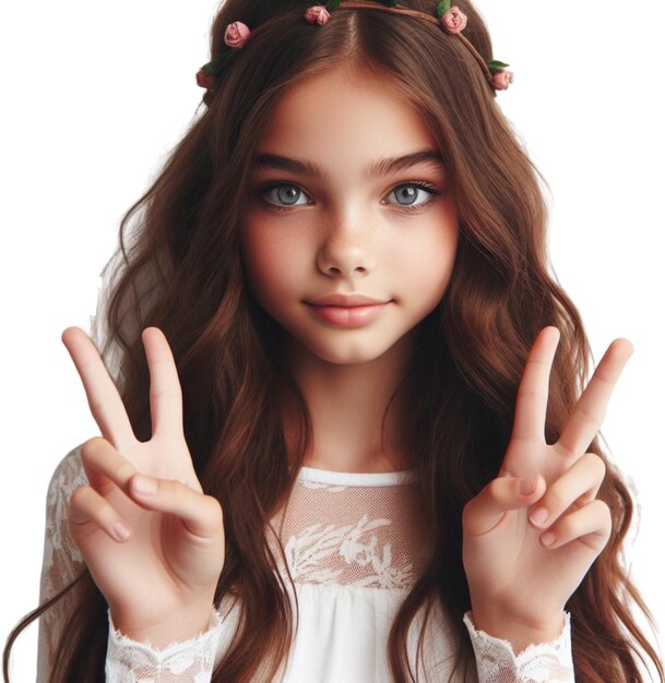 Photo une fille avec une couronne de fleurs sur la tête