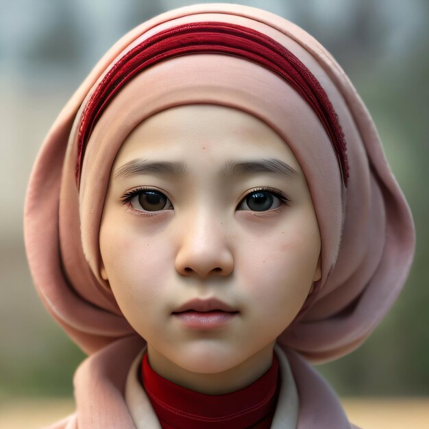 Une fille avec un couvre-chef rose qui dit " hijab " dessus.