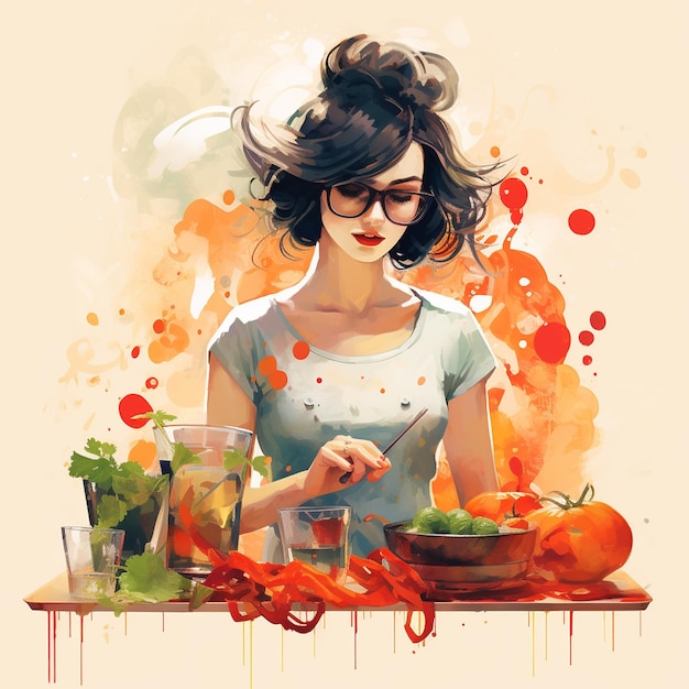 fille de cuisine cool illustration moderne