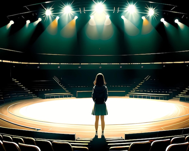 une fille dans un auditorium vide générée par l'IA