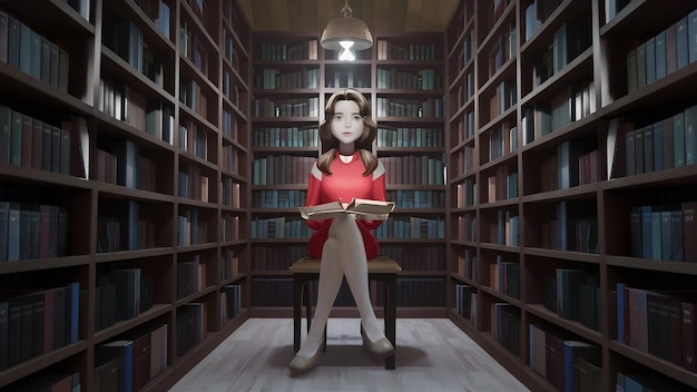 La fille dans la bibliothèque