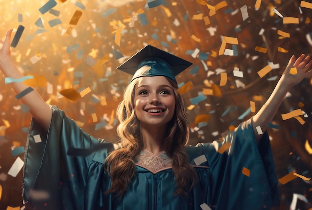 Une fille dans un bonnet de graduation