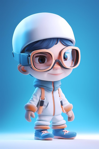 Une fille dans un casque blanc avec des lunettes et un casque