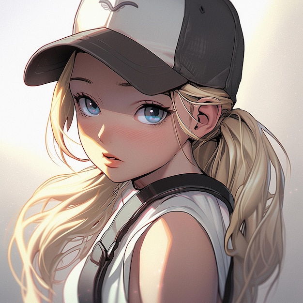 Photo une fille dans une casquette de baseball de style anime