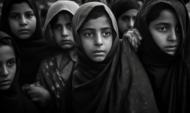 Une fille dans une foule de gens