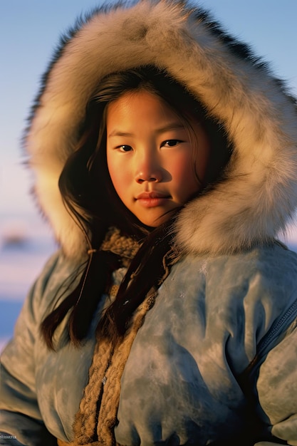 une fille dans un manteau avec une capuche