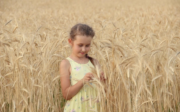 fille debout dans un champ de blé