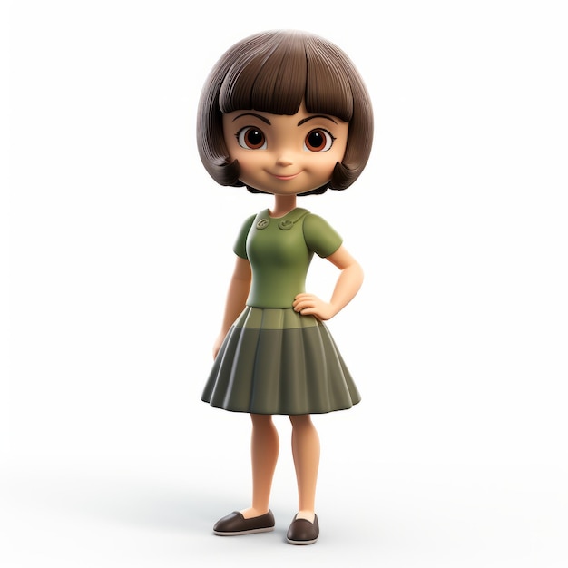 Une fille de dessin animé en 3D dans le style Toyo Ito Portrait de studio simple et élégant