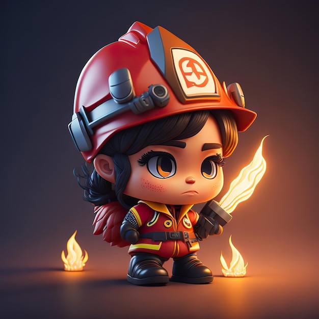 Une fille de dessin animé avec un chapeau de feu.