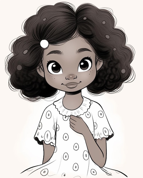 Photo une fille de dessin animé avec de grands cheveux et une robe blanche