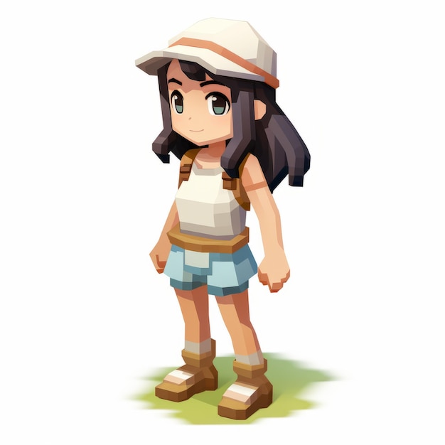 Photo la fille de dessin animé lily dans le style ken sugimori 3d 8 bit pixel art