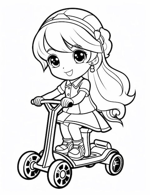 une fille de dessin animé sur un scooter avec un casque sur l'IA générative