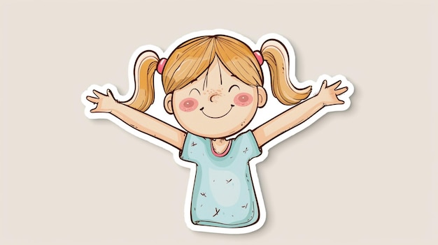 une fille de dessin animé avec ses bras levés en l'air