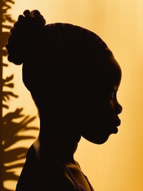 Photo une fille devant un mur jaune