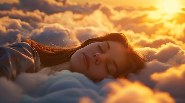 La fille dort dans les nuages Rêve génératif ai