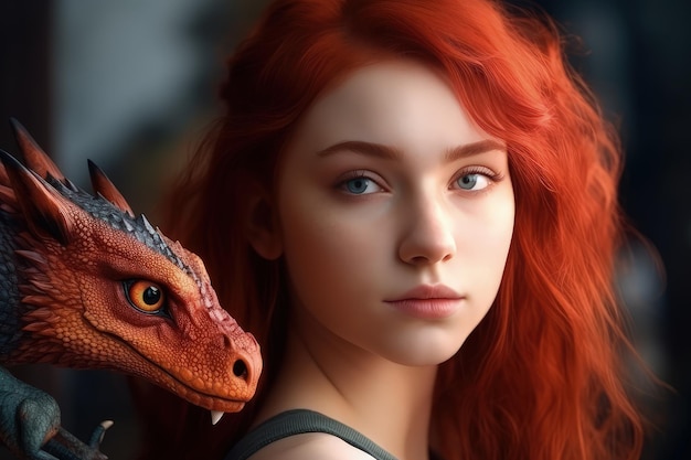 Une fille avec un dragon sur son épaule