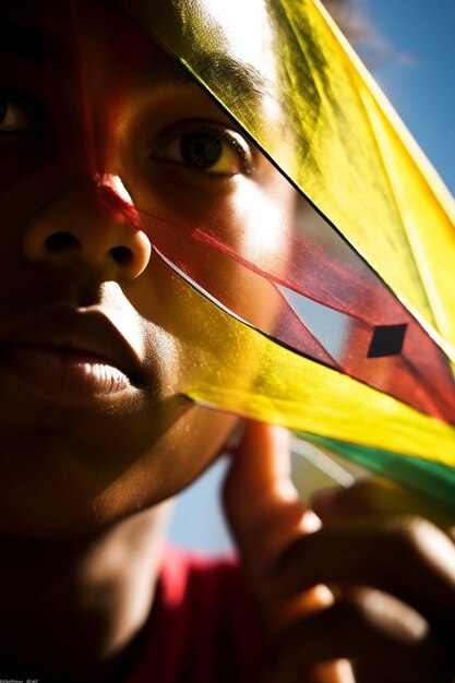 Une fille avec un drapeau coloré