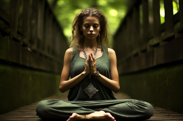 Fille du parc de yoga femme en bonne santé