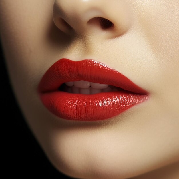 Une fille avec du rouge à lèvres.