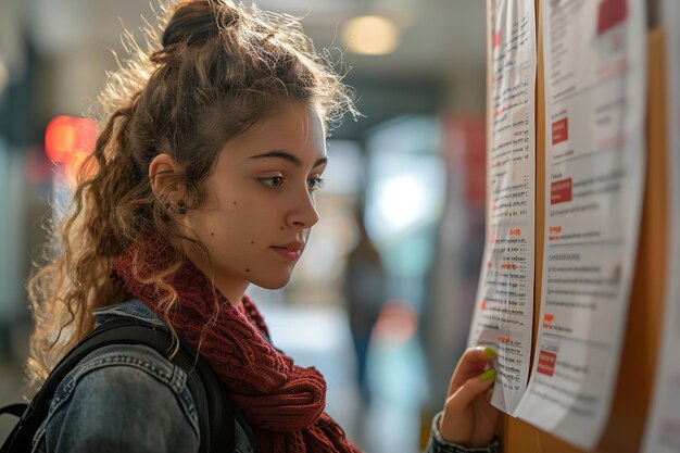 Photo une fille écrit sur un menu qui dit im a