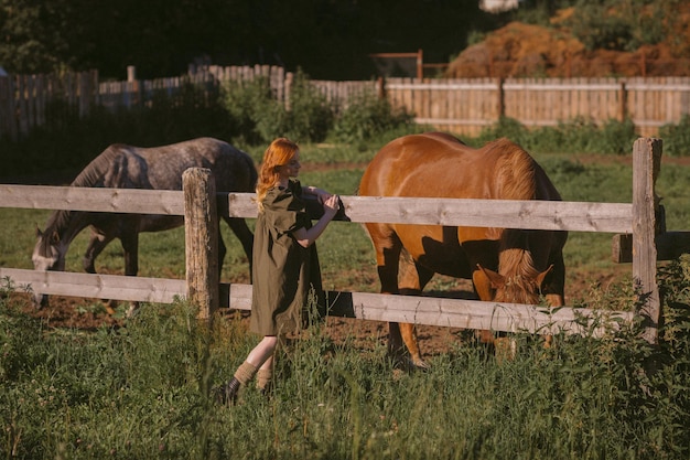 Une fille et un enclos avec des chevaux 3229