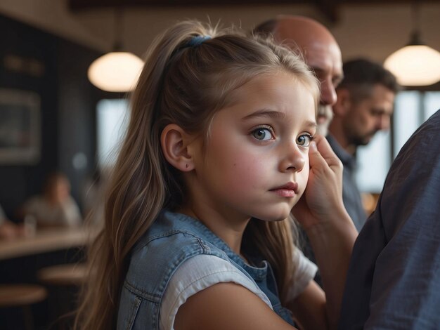 Photo fille sur l'épaule du père