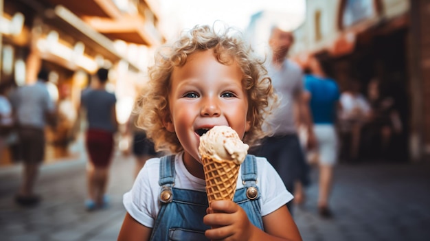 La fille est contente de sa glace