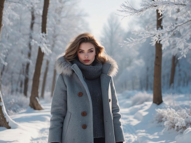 Une fille est debout dans des vêtements d'hiver