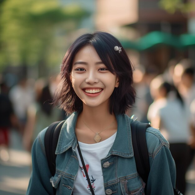 une fille avec une fleur dans les cheveux