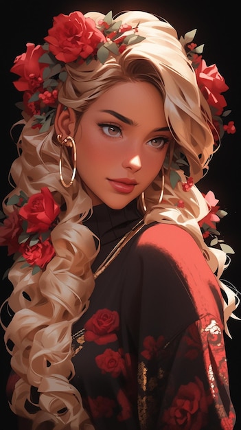 Une fille avec une fleur dans les cheveux