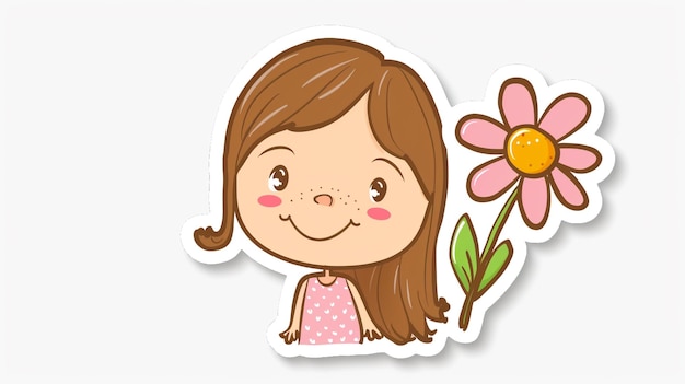 une fille avec une fleur sur la tête