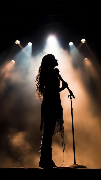 d'une fille de folklore chantant à un microphone sur scène