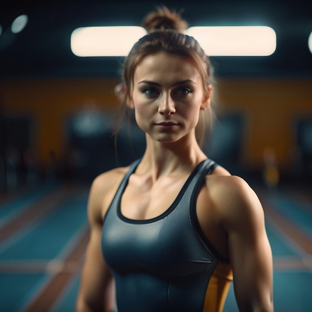 Une fille de gym remise en forme en costume d'amure