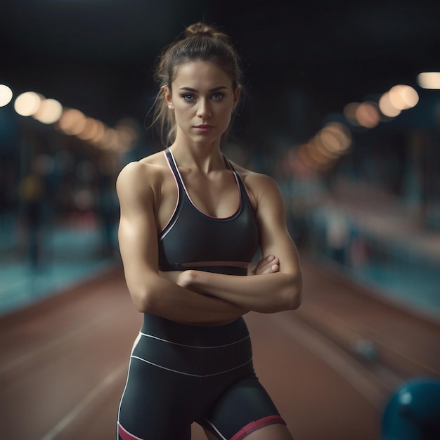 Une fille de gym remise en forme en costume d'amure