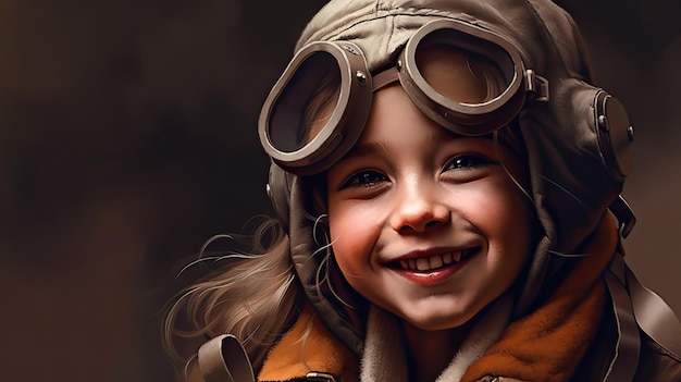 Fille en illustration d'aviateur par IA générative