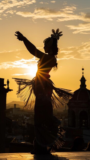 La fille indienne au coucher du soleil