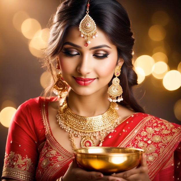 Une fille indienne de Karwa Chauth