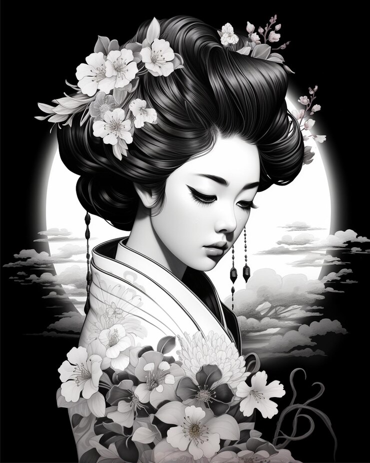 Une fille japonaise vêtue de geisha