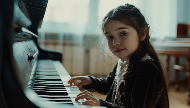 Une fille joue du piano.